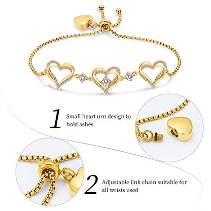 shajwo Heart Urn Bracelet for Ashes for Women - color: Gold-White