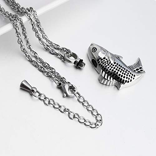 Dletay Fish Cremation Jewelry for Ashes Memorial Ashes Keepsake Necklace Urn Necklace Pendant - color: Silver