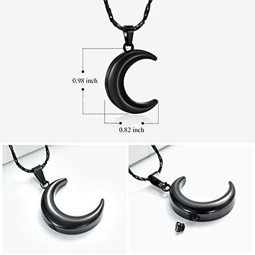 Imrsanl Cremation Jewelry for Ashes Moon Urn Necklace Stainless Steel Memorial Lockets Keepsakes Jewelry for Ashes Pendant - Fill kit - color: Black