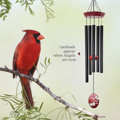 Windchime Cardinal Memorial Wind Chimes –Tuned Sympathy Wind Chime with “Cardinals Appear When Angels Are Near” Saying, Red Bird Wind Sail, Outdoor Garden Gift for Loss of Loved One, Mom, Grandma - color: Mom