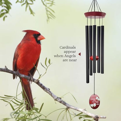 Windchime Cardinal Memorial Wind Chimes –Tuned Sympathy Wind Chime with “Cardinals Appear When Angels Are Near” Saying, Red Bird Wind Sail, Outdoor Garden Gift for Loss of Loved One, Mom, Grandma - color: Mom