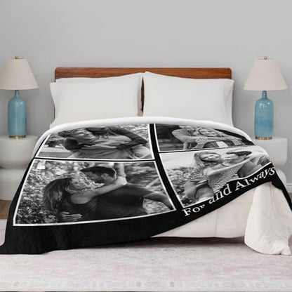 XINLING Custom Memorial Blanket with Pictures for Loss of Loved One Personalized Photo Blanket Customized Sympathy Gifts in Memory of Mom Dad Grandma Grandpa - color: 4 Photos