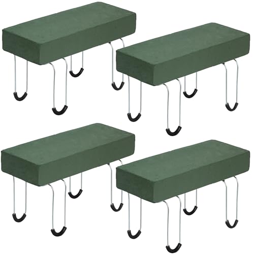 Headstone Flower Saddles, 4 Pcs 12’’ Metal Gravestone Saddles with Floral Foam for Grave Cemetery Headstones Tombstone Decoration (4)