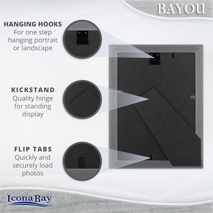 5x7 Azure Gray Picture Frame, Cape Cod Style, Table Top, Wall Mount, Bayou - size: 5x7