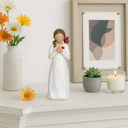 Cardinal Gifts for Women Red Cardinal Decor Girl Figurine Sympathy Gifts for Loss of Loved One Grief Gifts for Women Memorial Gift Resin Home Decor Sculpted Hand-Painted Angel Figurine Gift - style: Style 2