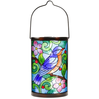 MUMTOP Bluebird Glass Solar Lantern Outdoor Waterproof Hanging Garden Light - color: Bluebird