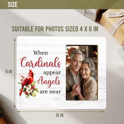 Cardinal Memorial Gifts Picture Frame for Loss of Loved one, Sympathy Gifts Picture Frame, When Cardinals Appear Angels are Near - color: Cardinal