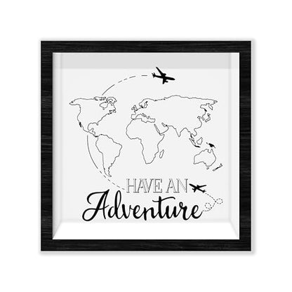 Black Travel Shadow Box Frame with Slot, Have an Adventure Boxes Frames for Fund, 8x8 Memory Box for Keepsakes, Travel Gifts and Decorations, 19 - size: have an adventure