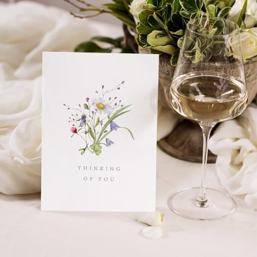 24 Thinking of You Cards with Envelopes, Watercolor Floral Designs | 4 Unique Floral Designs, 4”x6”, Thinking of You Cards, Encouragement Cards, Blank On The Inside, for Family, Friends, Mailing