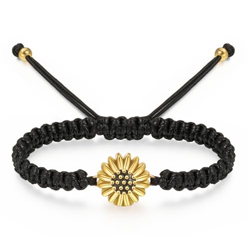 abooxiu Urn Bracelet for Ashes Sunflower Cremation Jewerlry Ashes Bracelet Memorial Cremation Bracelets Urn Jewelry for Ashes of Loved Ones Adjustable Braided Rope for Women - style: Non-Customized
