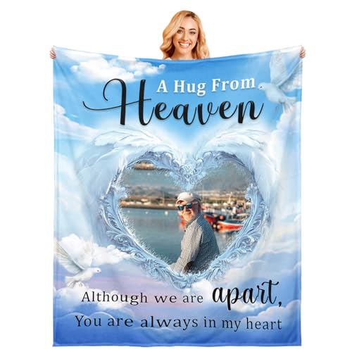 Personalized Sympathy Blanket Custom Memorial Blanket with Photos for Loss of Loved One in Loving Memory Bereavement Grief Gifts for Father Mother Husband Wife Friends (Style-3)