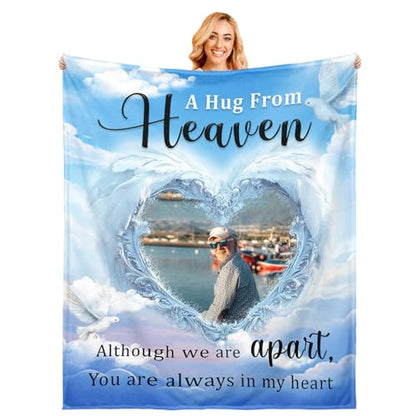 Personalized Sympathy Blanket Custom Memorial Blanket with Photos for Loss of Loved One in Loving Memory Bereavement Grief Gifts for Father Mother Husband Wife Friends (Style-3)