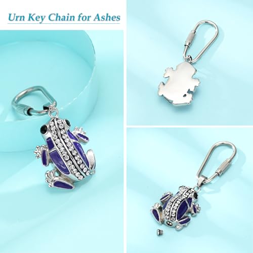 Frog Urn Necklace for Ashes Animals Cremation Jewelry Stainlee Steel Memorial Necklaces Keepsake Jewelry Ashe Holder Pendant for Human Ashes with Filling Kits - color: Purple-Keychain