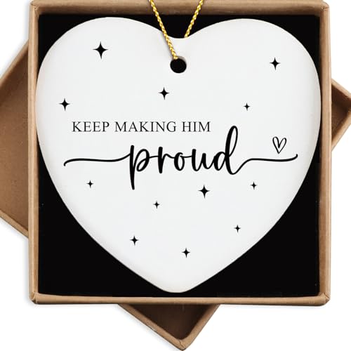 Keep Making Him Proud Ceramic Ornaments in Memory of Loved One Gifts Remembrance Bereavement Gift for Loss of Dad Father Grandpa Husband Brother Christmas Tree Decorations - color: Keep Making Him Proud