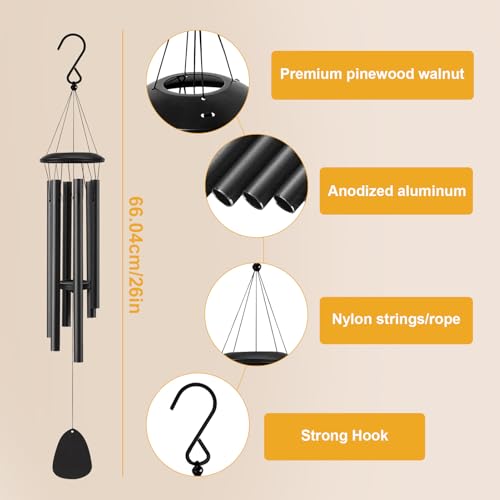 Wind Chimes for Outside,28'' Small Soothing Melodic Tones Windchimes - size: 28'' Metal Teardrop Design