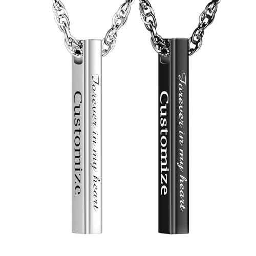 abooxiu Urn Necklace for Human Ashes Cremation Jewelry for Ashes Stainless Steel Keepsake Ashes Necklace Memorial Urn Jewelry Pendant for Women Men - Forever in my heart - style: Silver&Black-engraving
