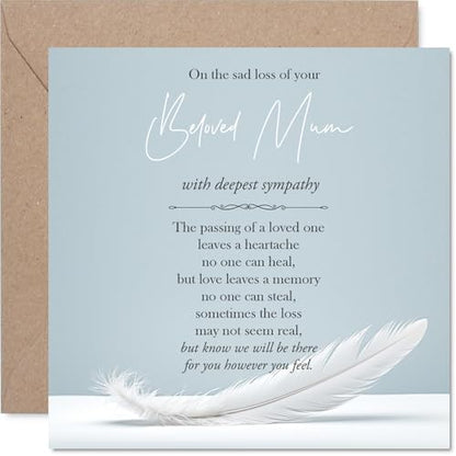 Stuff4 Sympathy Card, The Sad Loss of Your Mummy | Bereavement Card for Son Daughter, 5.7 x 5.7 Inch Mum Mother Mournful Greeting Cards - color: Mum