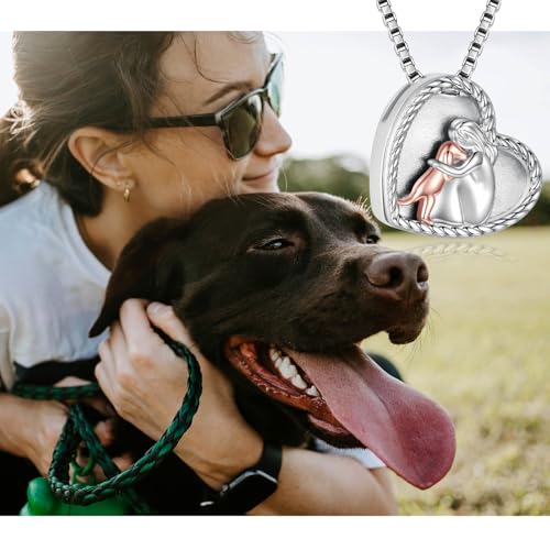 Sterling Silver Dog Urn Necklace for Pet Ashes - S925 Pet fur Cremation Memorial Keepsake Pendant Jewelry Gifts for Women Loss Puppy - style: Dog Urn Locket Necklace