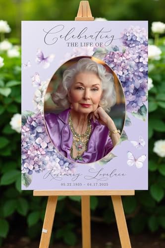 Purple Floral Funeral Welcome Sign, Celebration Of Life Sign, In Loving Memory - color: Version #4