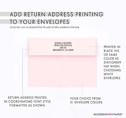 Modern Pink Paper Simple Funeral Thank You Cards Memorial Thank You Notes, Funeral Thank You Notes with Envelopes, Sympathy Notes for Funerals, Your Choice of Quantity and Envelope Color - color: Black and Gold