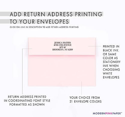 Modern Pink Paper Simple Funeral Thank You Cards Memorial Thank You Notes, Funeral Thank You Notes with Envelopes, Sympathy Notes for Funerals, Your Choice of Quantity and Envelope Color - color: Black and Gold