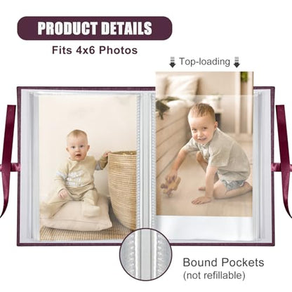 Photo Album 4x6 100 Pockets, Slip-in Picture Albums, Linen Cover Top Loader Vertical Pockets Albums for Baby, Kids Boy Girls, Wedding, Family, Anniversary, Purple - color: Purple, size: 100 Pockets white Bandage