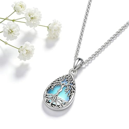Urn Necklace for Ashes Blue opal Cremation Necklace Keepsake Memory Jewelry for Ashes of Loved Ones Keepsake - style: moonstone urn