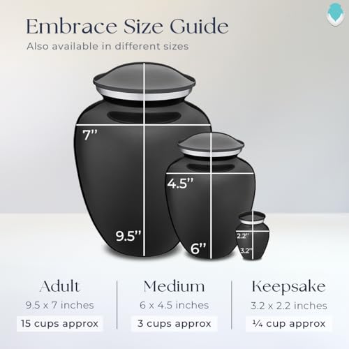Adult Personalized Simple Cross Cremation Urns for Human Ashes I Large Charcoal Funeral Urn for Men and Women I 200 lbs - color: Carcoal Black