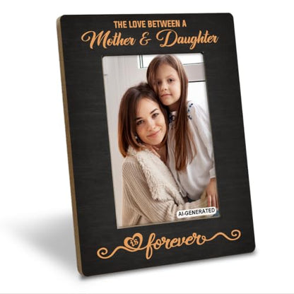 Mother Daughter Photo Frame Gift, Beautiful Mom Birthday Gifts, Christmas Gifts, The Love Between A Mother & Daughter is Forever Photo Frames, Farmhouse Wooden Picture Frame Gift C1 - color: BlackC