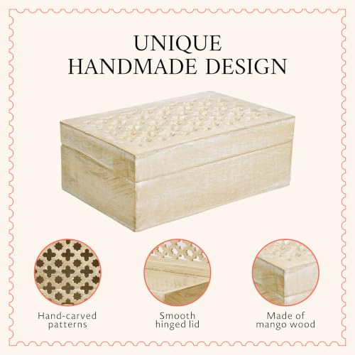 Mela Artisans Trellis Mango Wood Storage Box - Whitewash, 9x6 in - color: Whitewash, size: Large