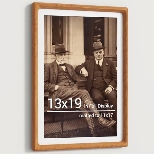 Heimlove 13x19 Picture Frames Natural Teak,Original Wood Hand Make Crafted Certificate Frame with Mat to 11x17 Graduation Picture Display,Family Picture,Wedding Picture,Diploma,Photo Wall Mounted - color: Natural Teak, size: 13"x19"|mat to 11"x17"