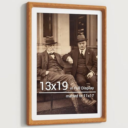 Heimlove 13x19 Picture Frames Natural Teak,Original Wood Hand Make Crafted Certificate Frame with Mat to 11x17 Graduation Picture Display,Family Picture,Wedding Picture,Diploma,Photo Wall Mounted - color: Natural Teak, size: 13"x19"|mat to 11"x17"