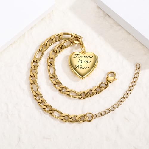 TUGHRA Gold Locket Bracelet for Women, 925 Sterling Silver Heart Photo Bracelet Lockets Memorial Keepsake Jewelry Gift for Mom, Wife, Daughter Mother's Day Birthday - style: B-Butterfly