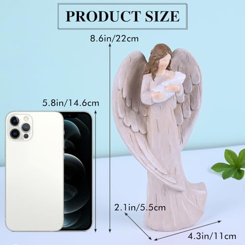 orenm Guardian Angel Statue - Holding Baby Angel Figurines,Angel's Embrace - for New Mom, Baptism, or Miscarriage Gifts,Hand-Painted Resin Memorial Figure,Sympathy Angel Figurine,Godmother Keepsake