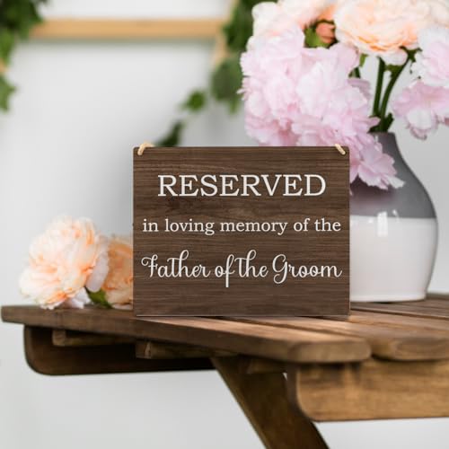 Ryeolo Reserved Row Signs for Wedding, This Row is Reserved Wood Hanging Signs, Reserved Seating Signs, Wedding Reserved Signs for Chairs, 10.2x7.8 Inches (Father of the groom) - color: Father of the groom