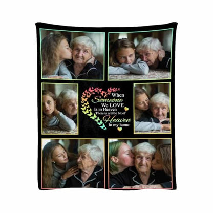 Custom Memorial Blanket Gifts When Someone We Love is in Heaven There's a Little Bit of Heaven in My Home Personalized Photo Collage Blankets with Name Loss Sympathy Blanket for Loss of Dad Mom - color: No.1