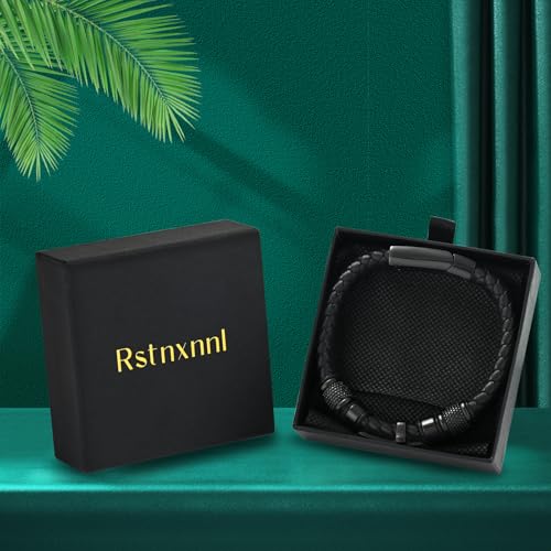 Urn Bracelet for Ashes With Leather Cremation Knot Cross Bracelet Stainless Steel Keepsake Cuff Bangle for Men Gifts With Funnel Kit & Bag - color: Black-24cm