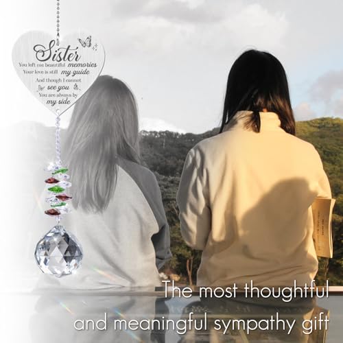Memorial Gifts for Loss of Sister, Sympathy Crystal Suncatcher,Loss of Sister Sympathy Gifts,Hanging Crystals Ornament for Window Rainbow Maker Prisms Home Decor Gift - style: Sister