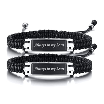 MPRAINBOW Adjustable Cremation Memorial Urn Bracelet, Stainless Steel Cremation Manmade Braided Urn Bracelet Keepsake Urn Bracelet for Ashes with Fill Kit - color: style A-2PCS