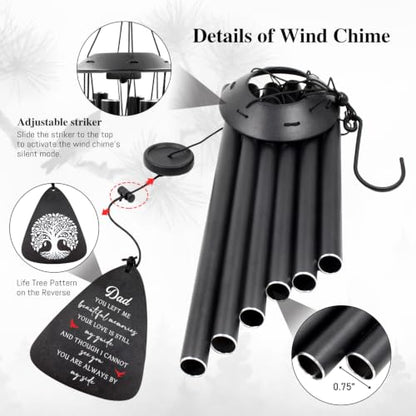Sympathy Gifts for Loss of Dad 32" Memorial Wind Chimes for Loss of Father | Windchimes for Outside, Condolence Bereavement Gifts in Memory of Dad (Black) - size: 32"Dad Memorial