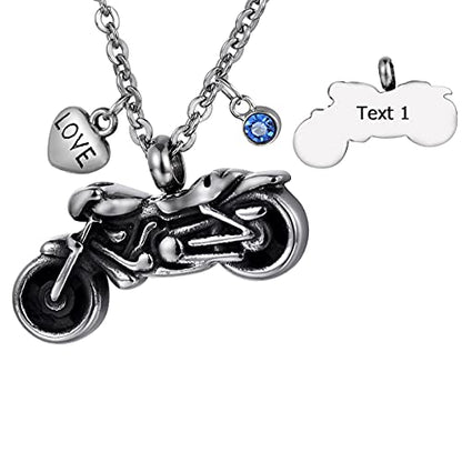 Motorcycle Cremation Jewelry Ashes Pendant Urn Necklace Memorial Keepsake - style: Necklace-motorcycle2-Customized