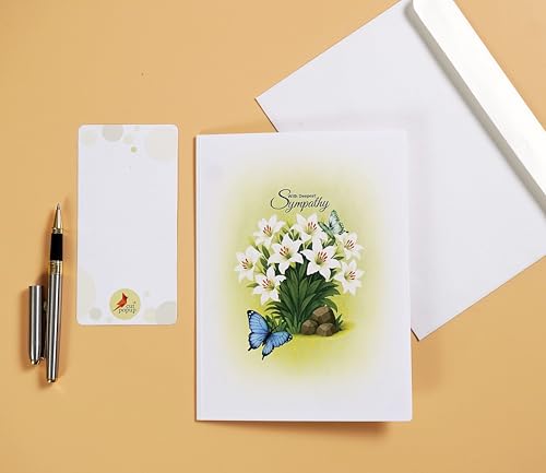 CUTPOPUP Sympathy Card, with Deespest Sympathy Pop Up Greeting Card Loss of Pet, Mom, Mother, Father, Dad, Child, Grandma, Blank Note Cards with Envelope (Butterflies Lily) SD256US - color: Sympathy Lily Butterflies-6x8in