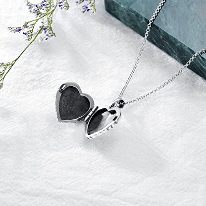 SOULMEET Personalized Silver Locket Necklace That Holds Pictures Photo Keep Someone Near to You, Memorial Custom Lockets Necklaces Letters Engraving for His Her - color: T4-Angel cupid-Black, style: Locket Necklace Only