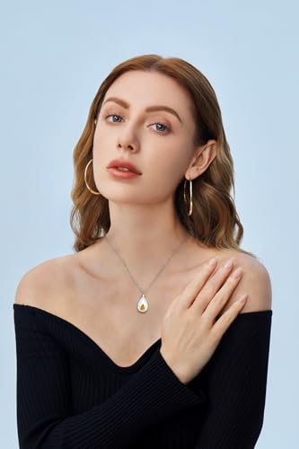 925 Sterling Silver Cremation Jewelry for Ashes Urn Necklace Memorial Teardrop Ashes Keepsake Urns Pendant Necklace for urn Necklaces Ashes Jewelry Gifts - color: Nov.