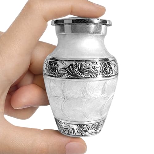 Small Urns for Human Ashes Keepsake – White Sharing Cremation Urn for Human Ashes, Decorative Urns for Human Ashes Adult Man and Woman, Mini Urns for Human Ashes – Loving Reflections White - color: White Enamel, size: Small