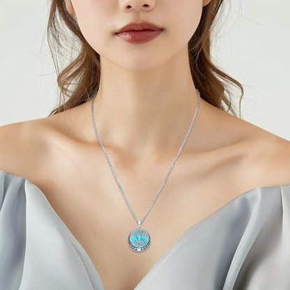 Sterling Silver Tree of Life Necklace for Women Oval Family Tree Necklace Abalone Shell Moonstone Pendant Mother Day Necklace for Mom Tree of Life Jewelry - style: Tree of Life-Moon phase