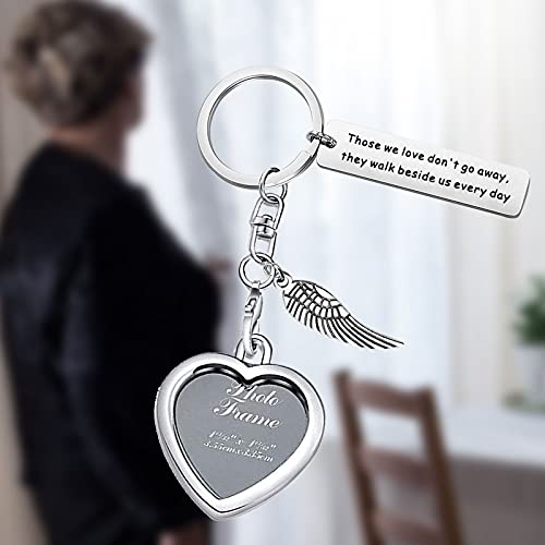 AKTAP Photo Frame Keychain Memorial Gifts Those We Love Don't Go Away Picture Frame Keyring - color: Photo Heart Keychain