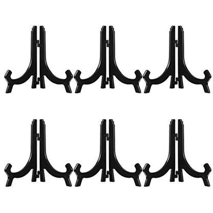 HESTYA 6 Pack 7 Inch Black Acrylic Easel Stand, Display Stand, Plate Holder for Display, Photo Holder Picture Frame Book - color: Black, size: 7 Inch