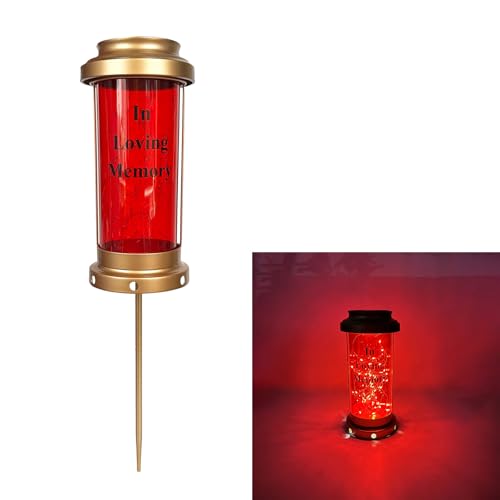 Solar Garden Stake Lights with Long Stake for Outdoor Decorations, Memorial Solar Cross Candle Lamp as Sympathy Gifts for Loss of Loved One, Cemetery Decorations for Grave (G3) - color: Red and Gold, size: G3