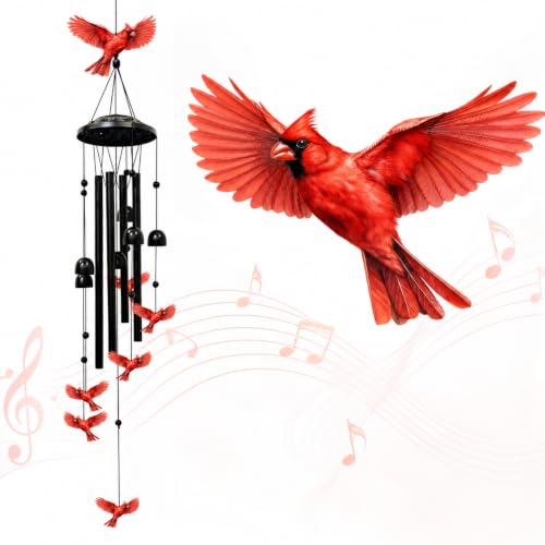 Wind Chimes for Outside, Deep Tone Outdoor Metal Wind Chimes | 33-Inch Northern Cardinal Windchimes Outdoors, Memorial Sympathy Gifts for Women Mom Grandma, Bird Lovers Garden Decor - color: Northern Cardinal